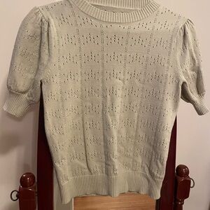 Light Green Knit Short Sleeve Sweater